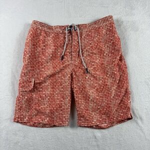 Tommy Bahama Swim Trunks Men Medium x 9" Geometric Square Print Lined Beach Pool